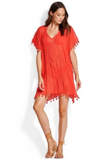 Amnesia שמלת חוף קיצית בצבע אדום צ'ילי