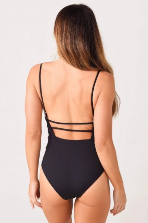 Active בגד ים שלם  שחור מחטב ירך גבוה