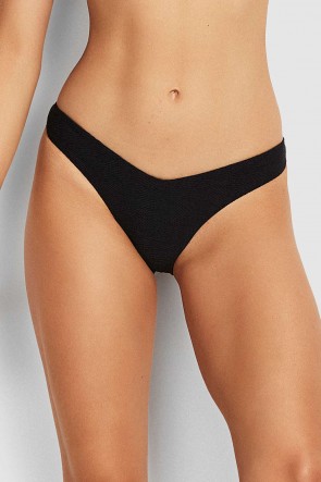 Capri Sea תחתון ביקיני מפתח ירך גבוה שחור 