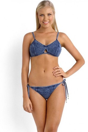 Deja Blue Bralette Seafolly ביקיני בסגנון ספורטיבי חזיה פוש אפ נשלף עם תחתון ברזילאי צבע ג'נס 