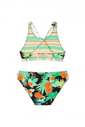 Tropical Nights סט ביקיני ספורטיבי צוואר גבוה דו צדדי