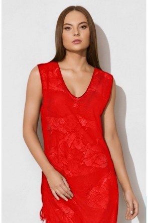 שמלת חוף Charm אדומה מבד רשת