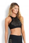 Spice טופ ספורטיבי צוואר גבה רצועות עבות צבע שחור